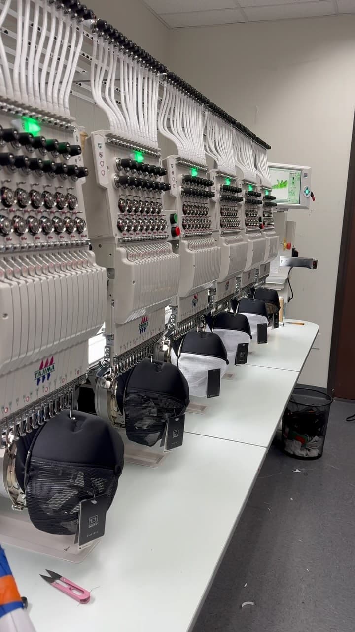 It’s all in the details 👀🔥 Embroidery work 🪡 #embroidery #manufacturing #truckerhat