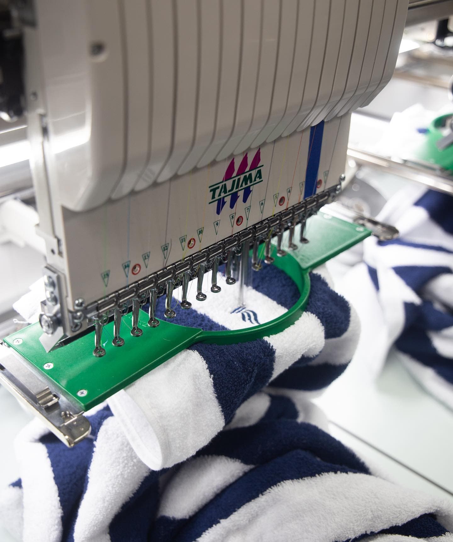 Custom beach towels 🏝 #embroidery #embroideryart #tajima . . . . #customapparel #customshirts #apparel #screenprinting #custo...